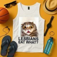 Lesbians Eat What Funny Cat Tank Top thumb 4