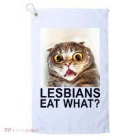 Lesbians Eat What Funny Cat Golf Towel thumb 0