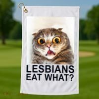 Lesbians Eat What Funny Cat Golf Towel thumb 1