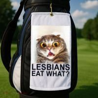Lesbians Eat What Funny Cat Golf Towel thumb 2