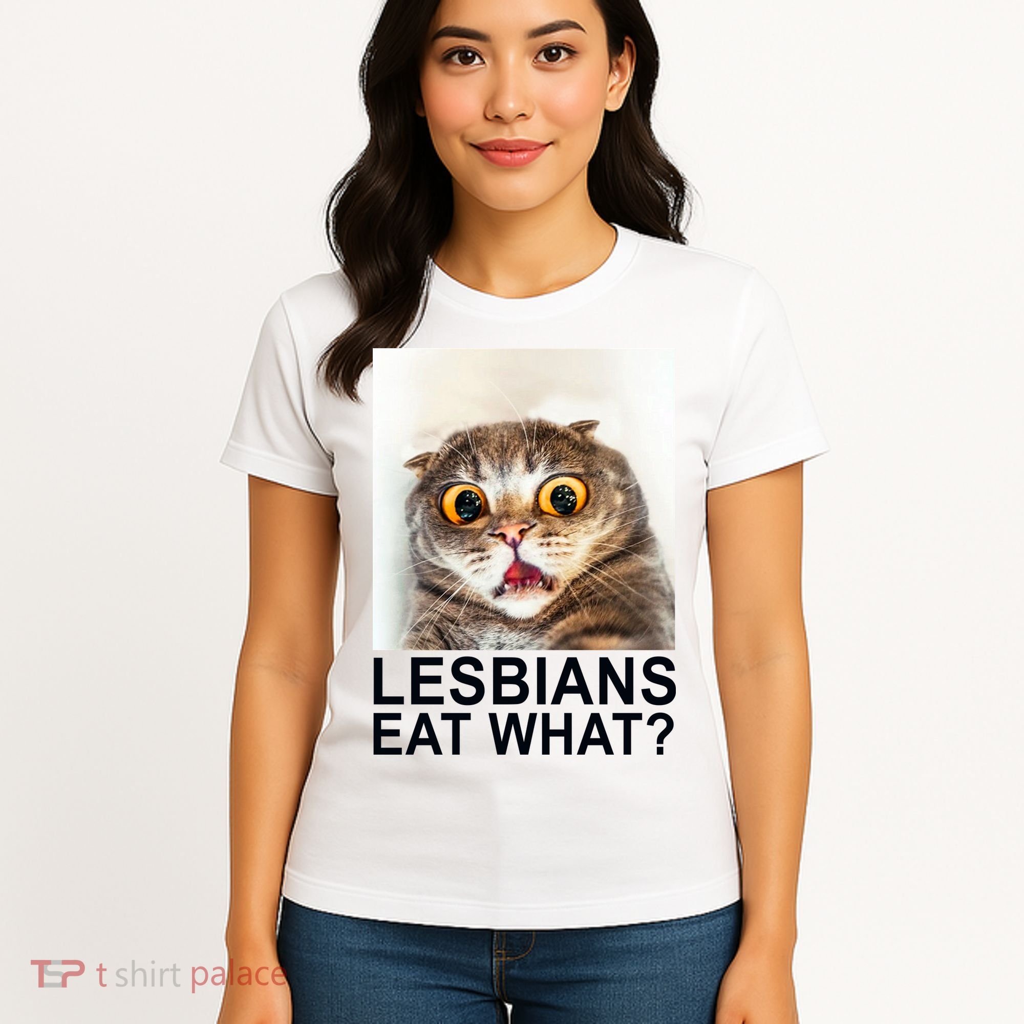 Lesbians Eat What Funny Cat Women's T-Shirt