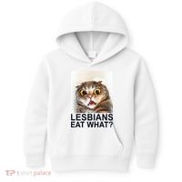 Lesbians Eat What Funny Cat Kids Hoodie thumb 0