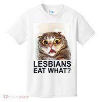 Lesbians Eat What Funny Cat Kids T-Shirt thumb 0