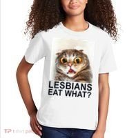 Lesbians Eat What Funny Cat Kids T-Shirt thumb 2