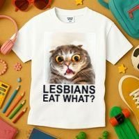 Lesbians Eat What Funny Cat Kids T-Shirt thumb 3