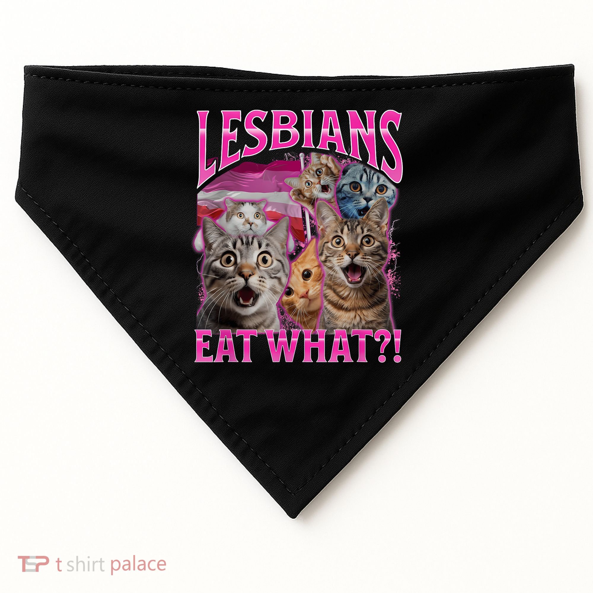 Lesbians Eat What Funny Offensive Cat Bootleg Sarcastic USA-Made Doggie Bandana