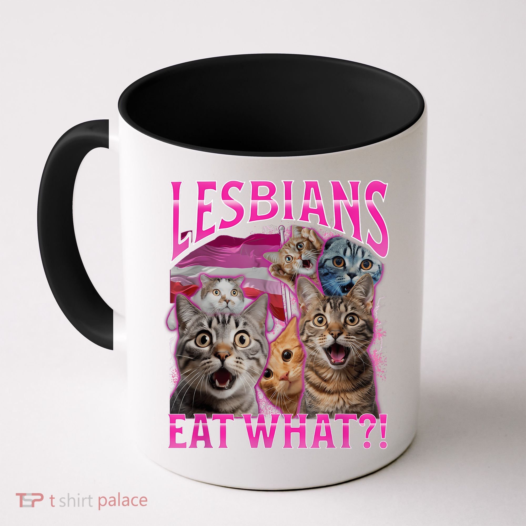 Lesbians Eat What Funny Offensive Cat Bootleg Sarcastic Coffee Mug