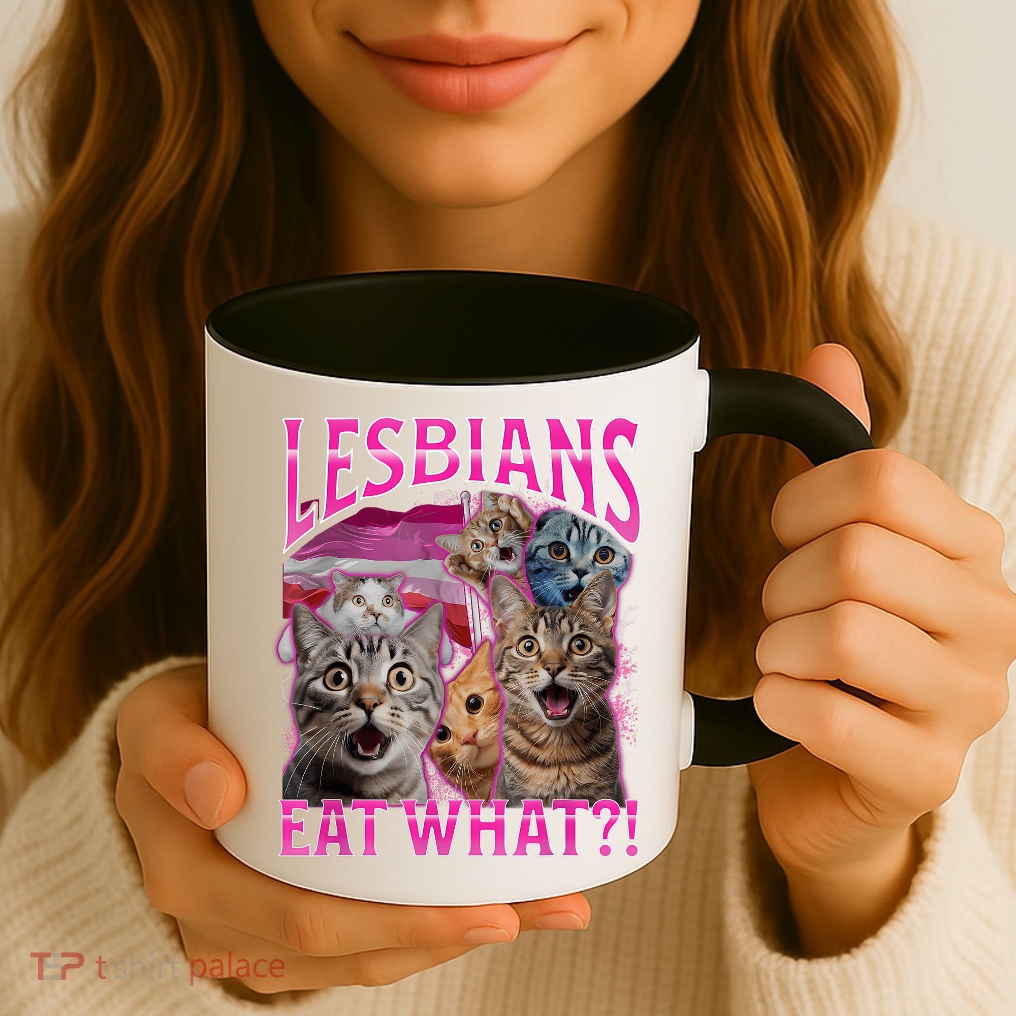Lesbians Eat What Funny Offensive Cat Bootleg Sarcastic Coffee Mug