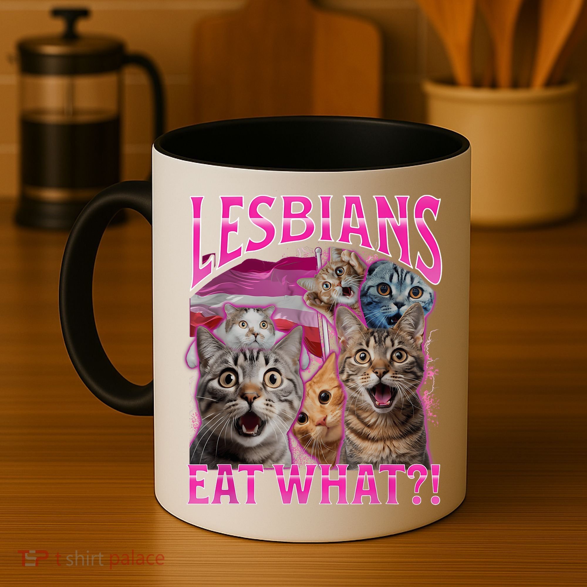 Lesbians Eat What Funny Offensive Cat Bootleg Sarcastic Coffee Mug