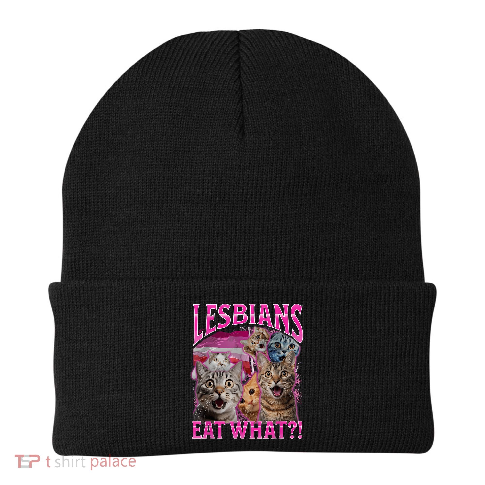 Lesbians Eat What Funny Offensive Cat Bootleg Sarcastic Beanie