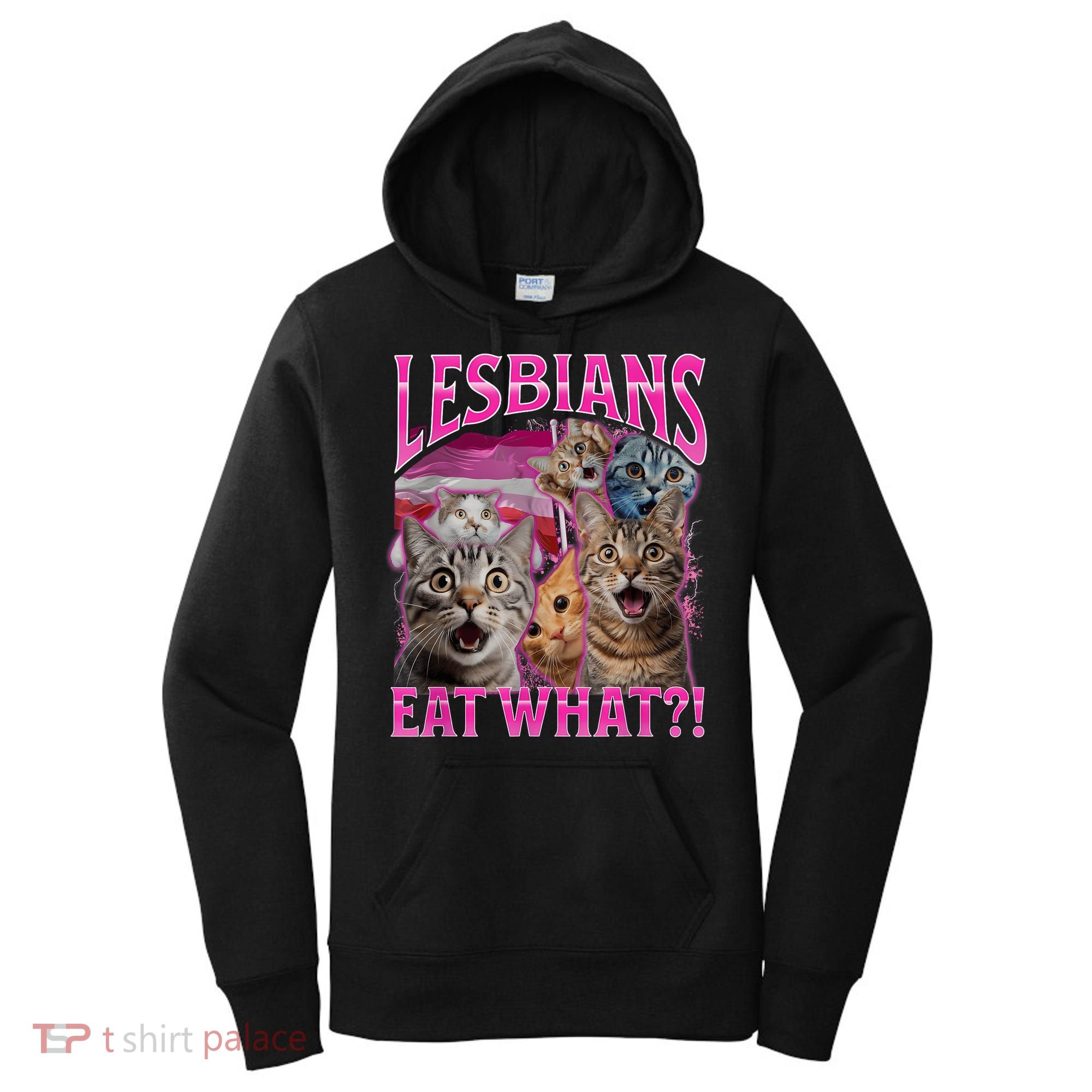 Lesbians Eat What Funny Offensive Cat Bootleg Sarcastic Women's Hoodie