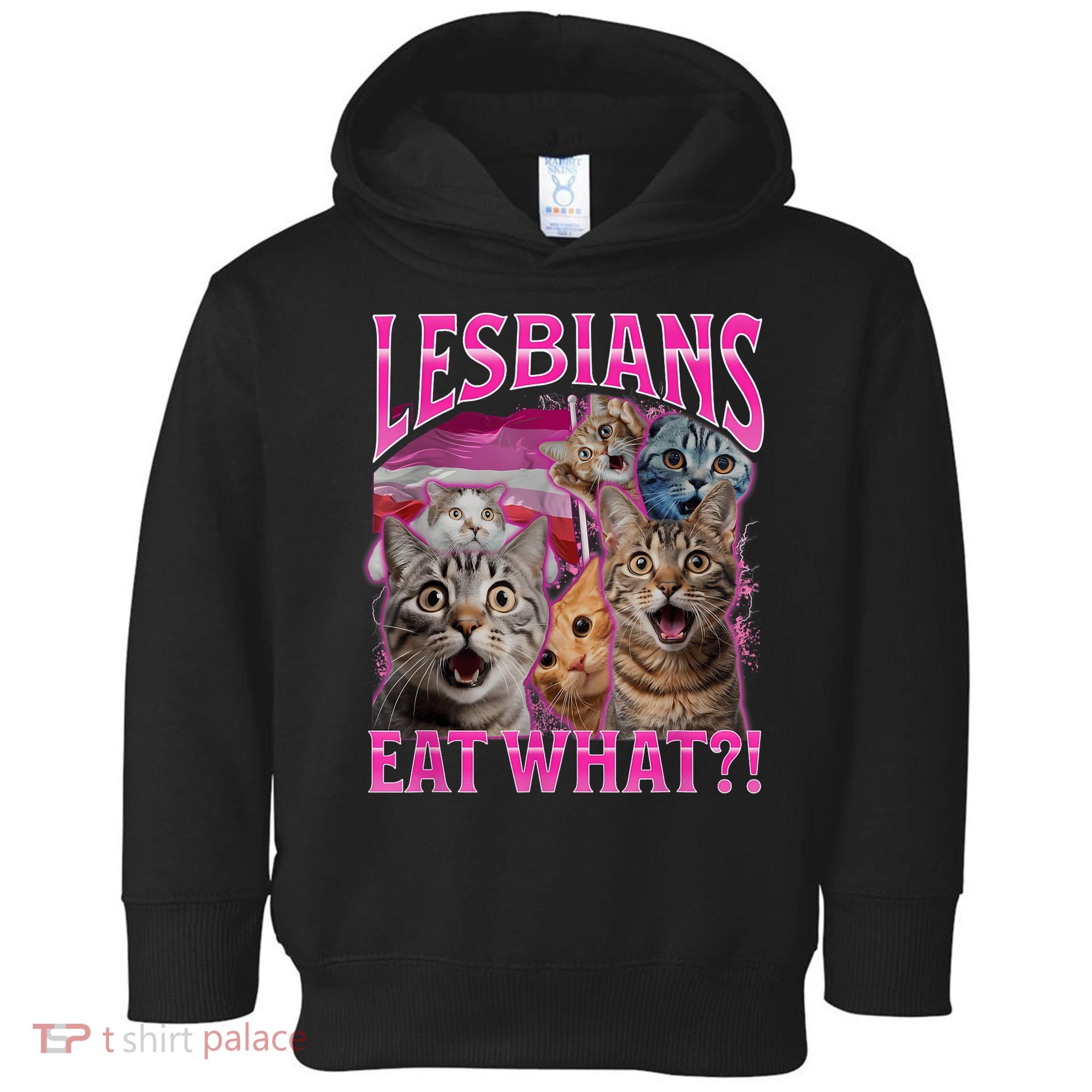 Lesbians Eat What Funny Offensive Cat Bootleg Sarcastic Toddler Hoodie