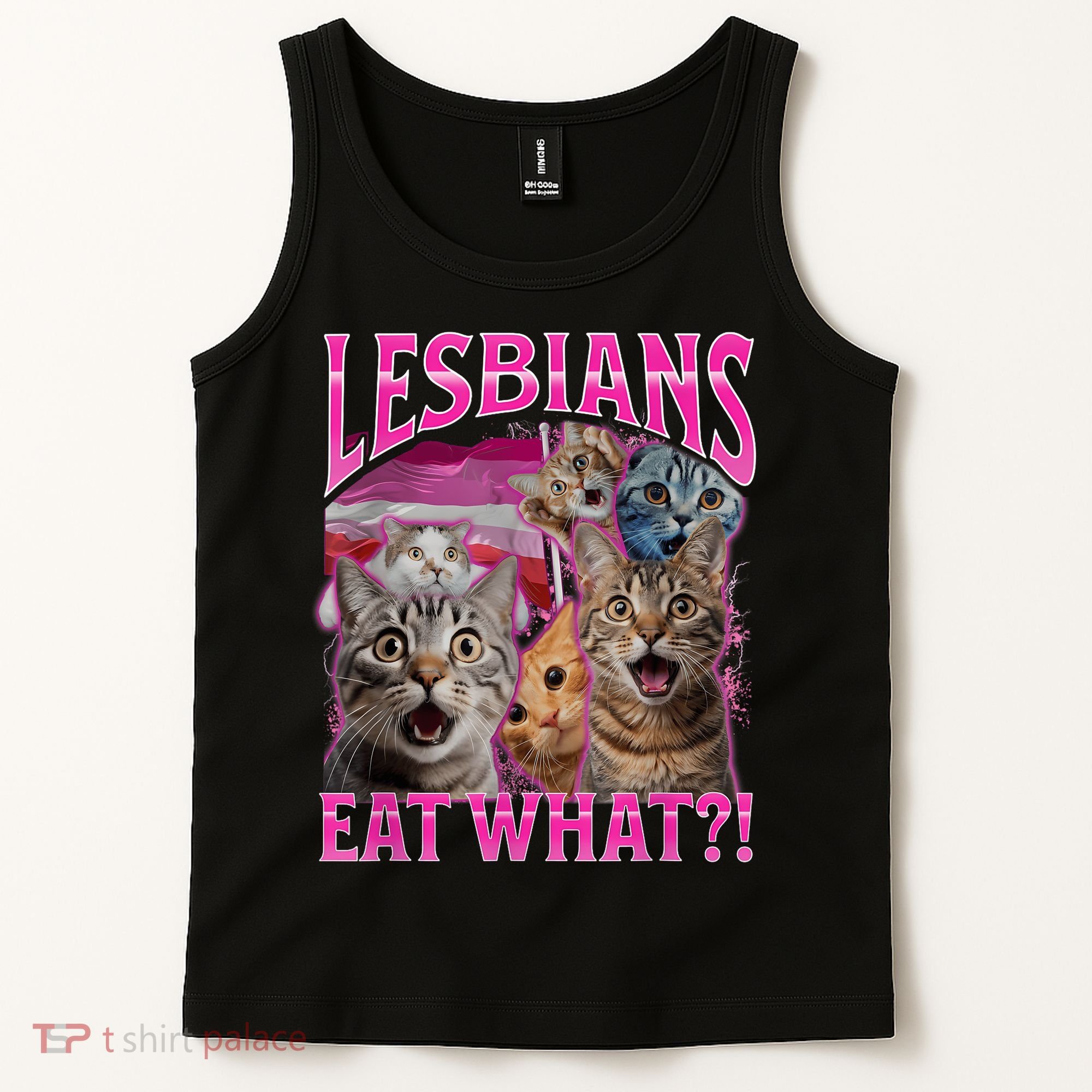 Lesbians Eat What Funny Offensive Cat Bootleg Sarcastic Tank Top