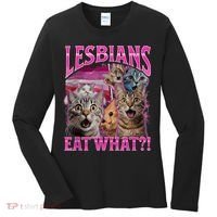 Lesbians Eat What Funny Offensive Cat Bootleg Sarcastic Women's Long Sleeve Shirt thumb 0