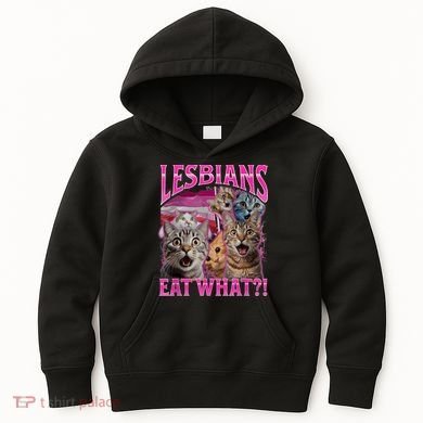 Lesbians Eat What Funny Offensive Cat Bootleg Sarcastic Kids Hoodie