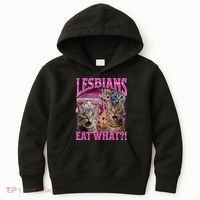 Lesbians Eat What Funny Offensive Cat Bootleg Sarcastic Kids Hoodie thumb 0