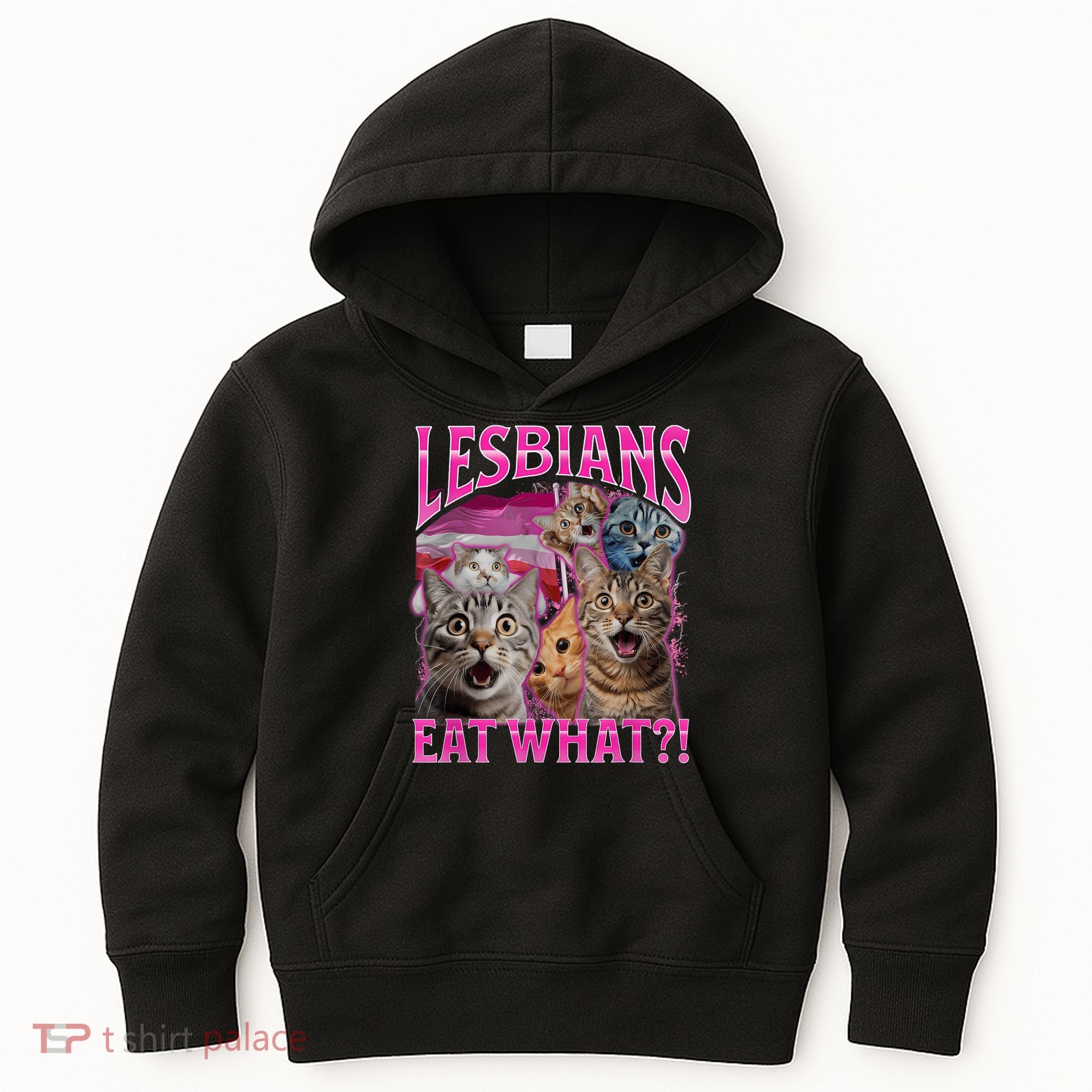 Lesbians Eat What Funny Offensive Cat Bootleg Sarcastic Kids Hoodie