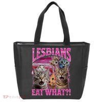 Lesbians Eat What Funny Offensive Cat Bootleg Sarcastic Tote Bag thumb 0
