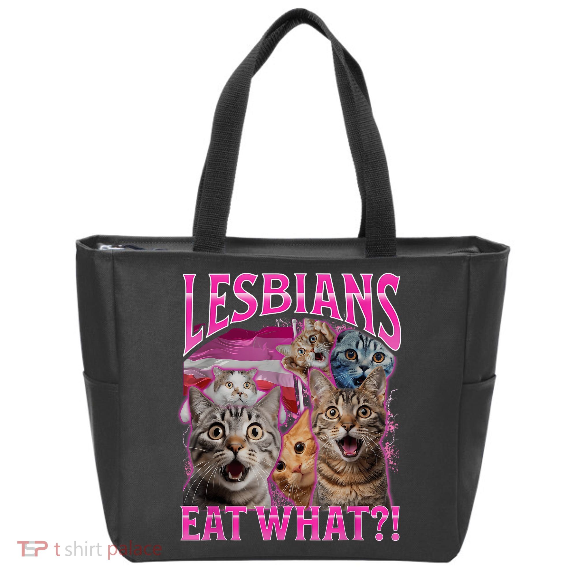 Lesbians Eat What Funny Offensive Cat Bootleg Sarcastic Tote Bag
