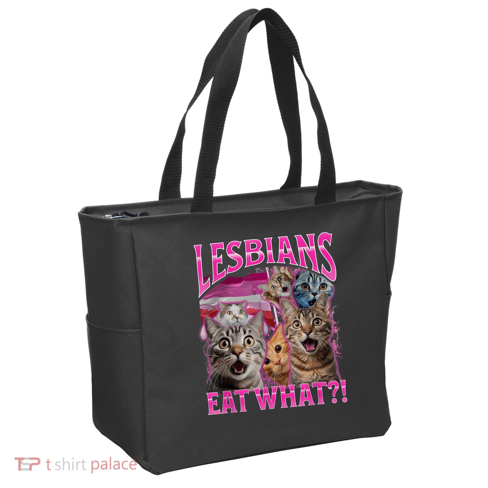 Lesbians Eat What Funny Offensive Cat Bootleg Sarcastic Tote Bag