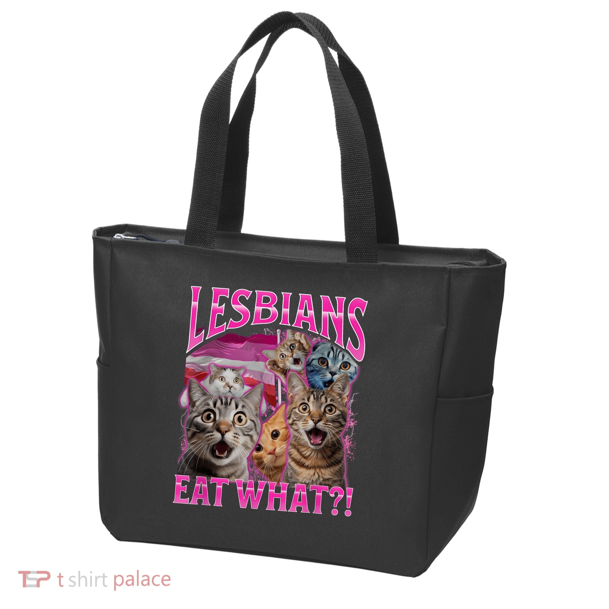 Lesbians Eat What Funny Offensive Cat Bootleg Sarcastic Tote Bag