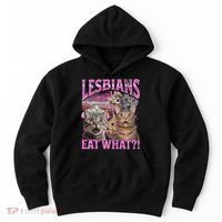 Lesbians Eat What! Funny Cat Lgbtq Pun Bootleg Gift Hoodie thumb 0