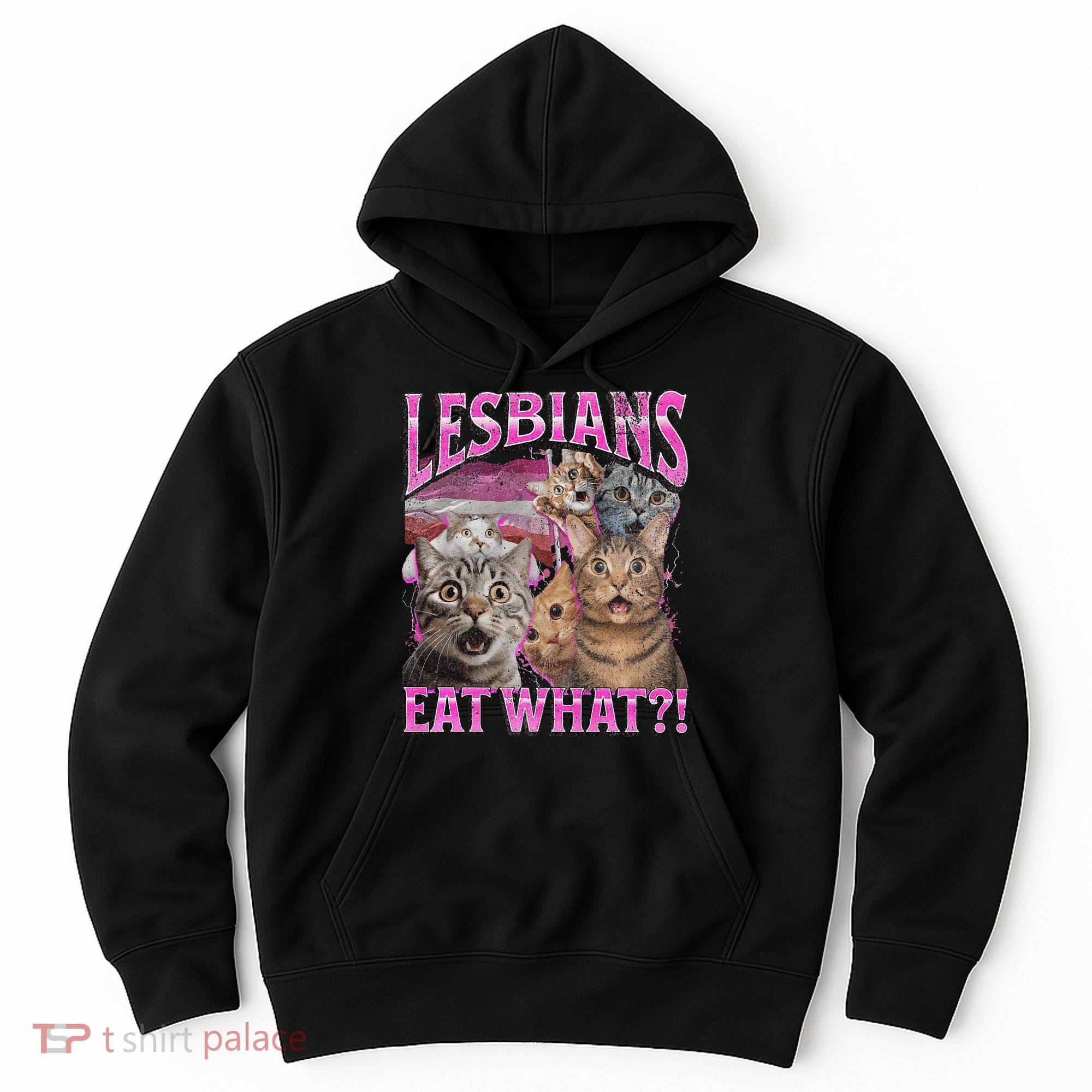 Lesbians Eat What! Funny Cat Lgbtq Pun Bootleg Gift Hoodie