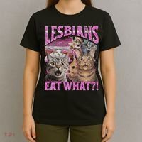 Lesbians Eat What! Funny Cat Lgbtq Pun Bootleg Gift T-Shirt thumb 4