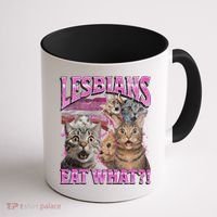 Lesbians Eat What! Funny Cat Lgbtq Pun Bootleg Gift Coffee Mug thumb 1