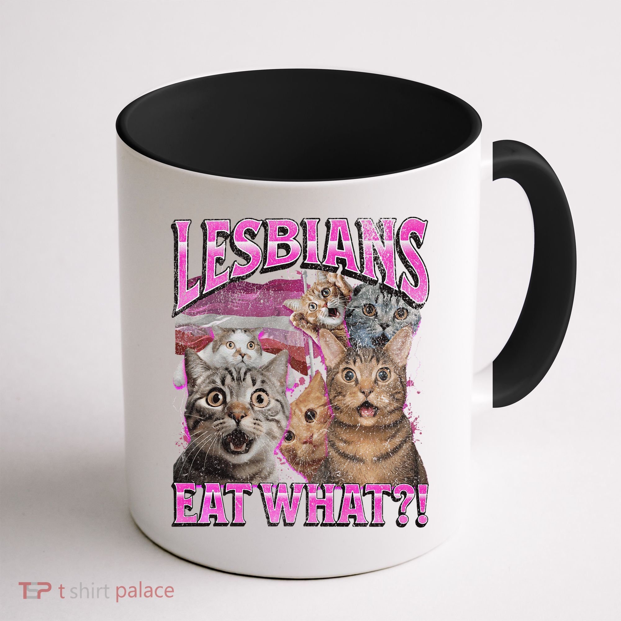Lesbians Eat What! Funny Cat Lgbtq Pun Bootleg Gift Coffee Mug