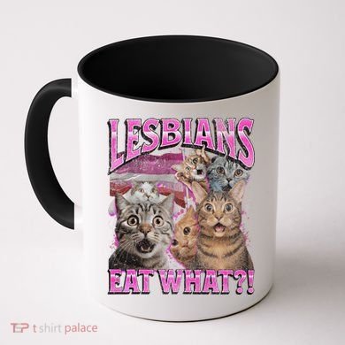 Lesbians Eat What! Funny Cat Lgbtq Pun Bootleg Gift Coffee Mug
