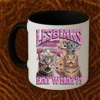 Lesbians Eat What! Funny Cat Lgbtq Pun Bootleg Gift Coffee Mug thumb 2