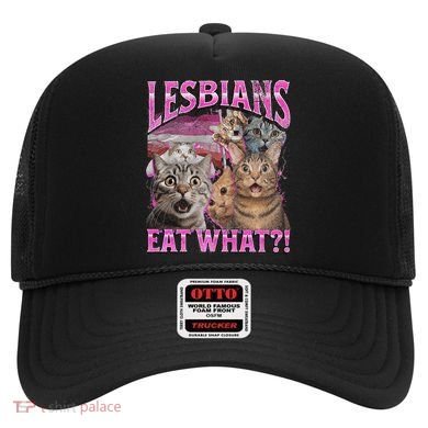 Lesbians Eat What! Funny Cat Lgbtq Pun Bootleg Gift Hat