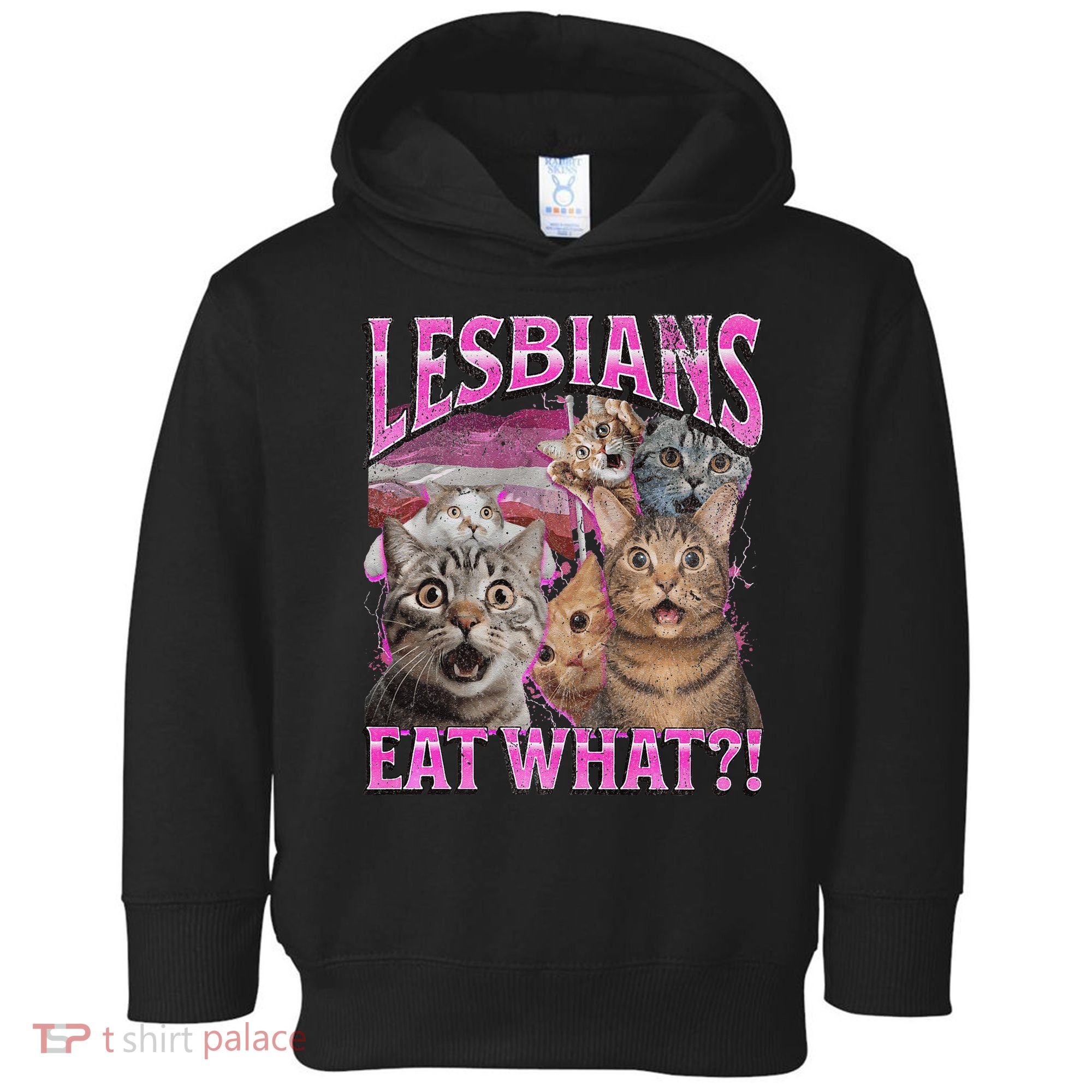 Lesbians Eat What! Funny Cat Lgbtq Pun Bootleg Gift Toddler Hoodie