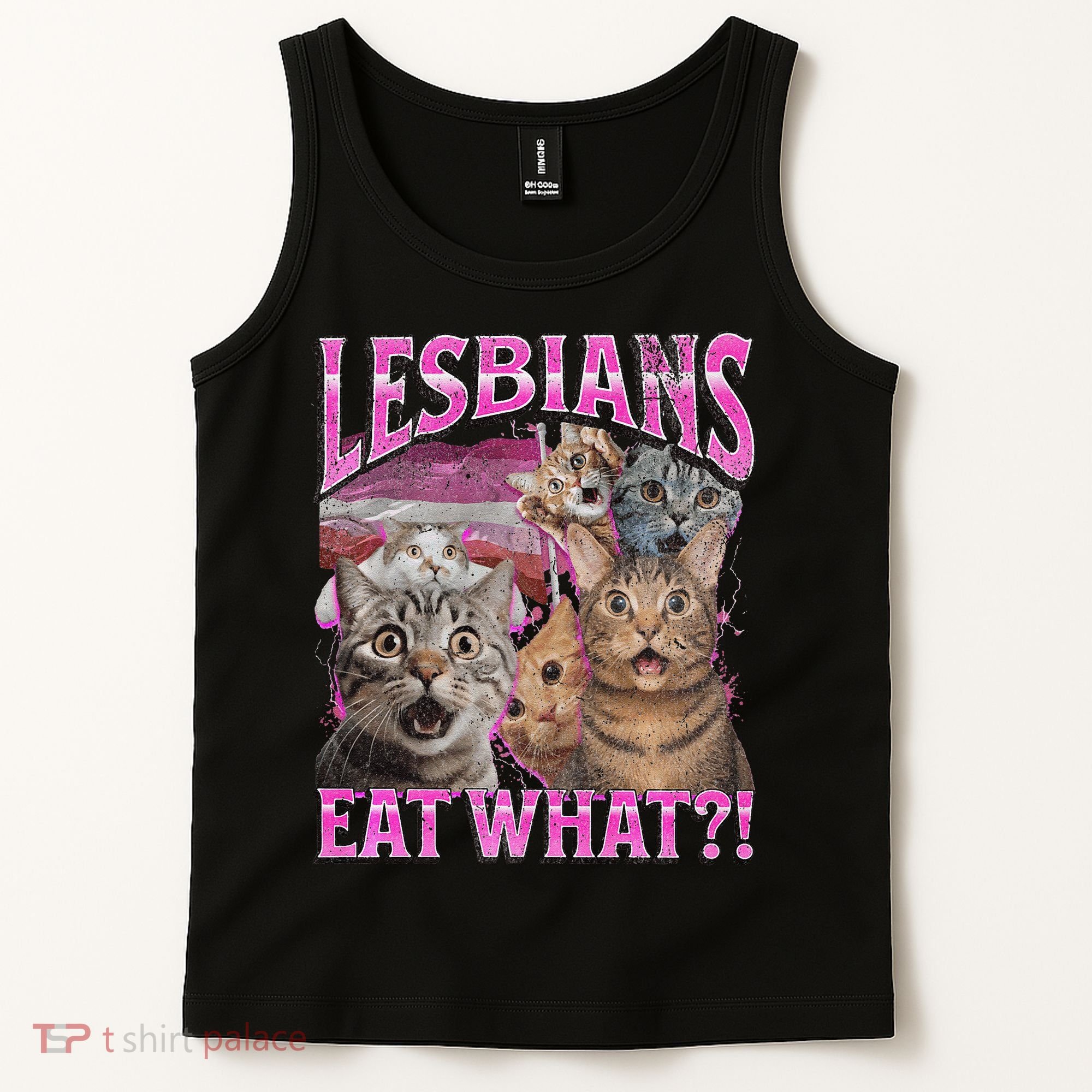 Lesbians Eat What! Funny Cat Lgbtq Pun Bootleg Gift Tank Top