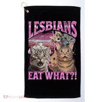 Lesbians Eat What! Funny Cat Lgbtq Pun Bootleg Gift Golf Towel thumb 0