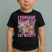 Lesbians Eat What! Funny Cat Lgbtq Pun Bootleg Gift Toddler T-Shirt thumb 2