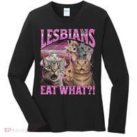 Lesbians Eat What! Funny Cat Lgbtq Pun Bootleg Gift Women's Long Sleeve Shirt thumb 0