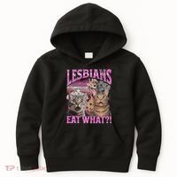 Lesbians Eat What! Funny Cat Lgbtq Pun Bootleg Gift Kids Hoodie thumb 0