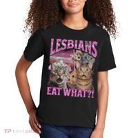Lesbians Eat What! Funny Cat Lgbtq Pun Bootleg Gift Kids T-Shirt thumb 2