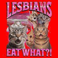 Lesbians Eat What! Funny Cat Lgbtq Pun Bootleg Gift Santa Hat thumb 1