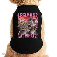 Lesbians Eat What Funny Offensive Cat Unhinged 90s Meme Doggie Tank thumb 0