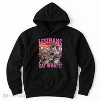 Lesbians Eat What Funny Offensive Cat Unhinged 90s Meme Hoodie thumb 0