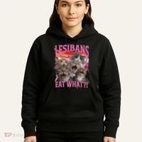 Lesbians Eat What Funny Offensive Cat Unhinged 90s Meme Hoodie thumb 5