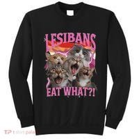 Lesbians Eat What Funny Offensive Cat Unhinged 90s Meme Sweatshirt thumb 0