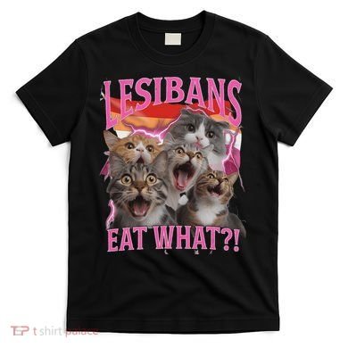 Lesbians Eat What Funny Offensive Cat Unhinged 90s Meme T-Shirt