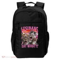 Lesbians Eat What Funny Offensive Cat Unhinged 90s Meme Backpack thumb 0