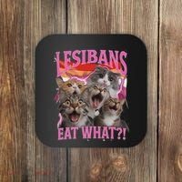 Lesbians Eat What Funny Offensive Cat Unhinged 90s Meme Coaster thumb 0