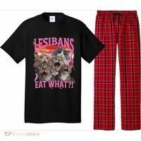 Lesbians Eat What Funny Offensive Cat Unhinged 90s Meme Pajama Set thumb 0