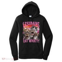 Lesbians Eat What Funny Offensive Cat Unhinged 90s Meme Women's Hoodie thumb 0